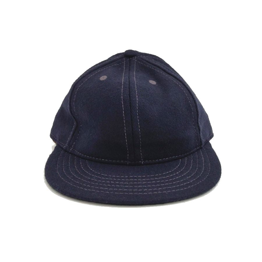 COOPERSTOWN BALL CAP / SOLID /  WOOL FLANNEL / NAVY / 2SIZE /  SOFT VISOR / ELASTIC / MADE IN USA