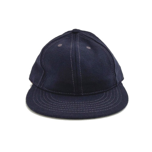 COOPERSTOWN BALL CAP / SOLID /  WOOL FLANNEL / NAVY / 2SIZE /  SOFT VISOR / ELASTIC / MADE IN USA