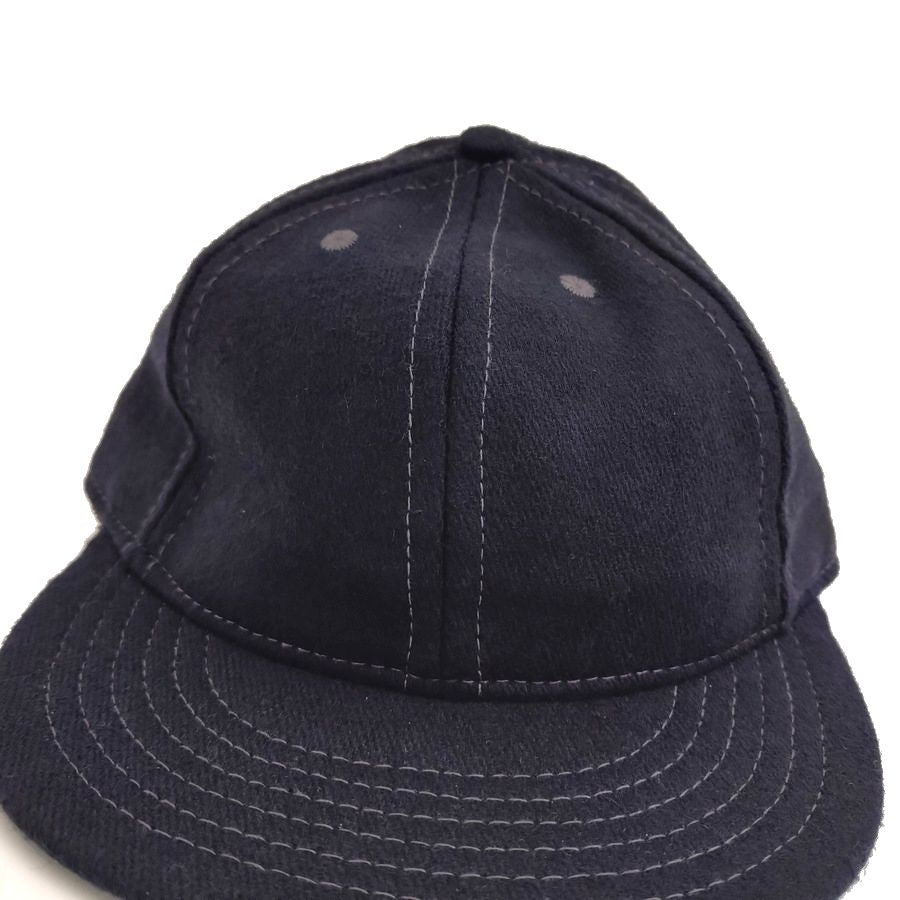 COOPERSTOWN BALL CAP / SOLID /  WOOL FLANNEL / NAVY / 2SIZE /  SOFT VISOR / ELASTIC / MADE IN USA