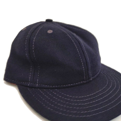 COOPERSTOWN BALL CAP / SOLID /  WOOL FLANNEL / NAVY / 2SIZE /  SOFT VISOR / ELASTIC / MADE IN USA