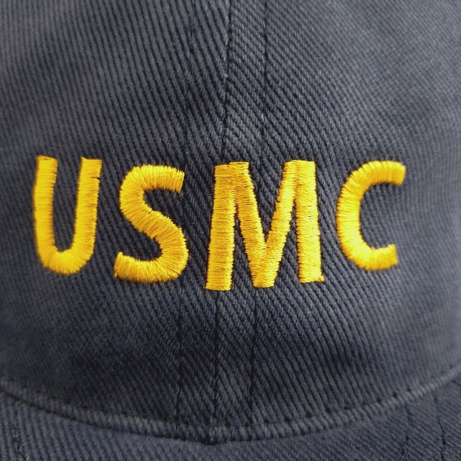 COOPERSTOWN BALL CAP / USMC / BEEFY BRUSHED BULL DENIM CAP / NAVY/ 12OZ / MADE IN USA