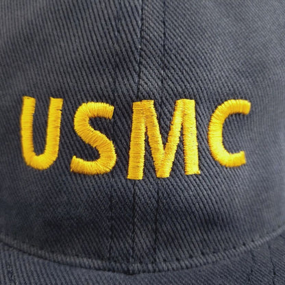 COOPERSTOWN BALL CAP / USMC / BEEFY BRUSHED BULL DENIM CAP / NAVY/ 12OZ / MADE IN USA